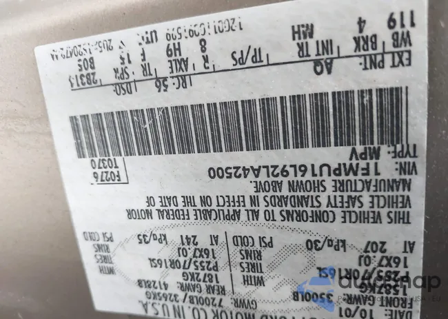 1FMPU16L92LA42500: 43995750