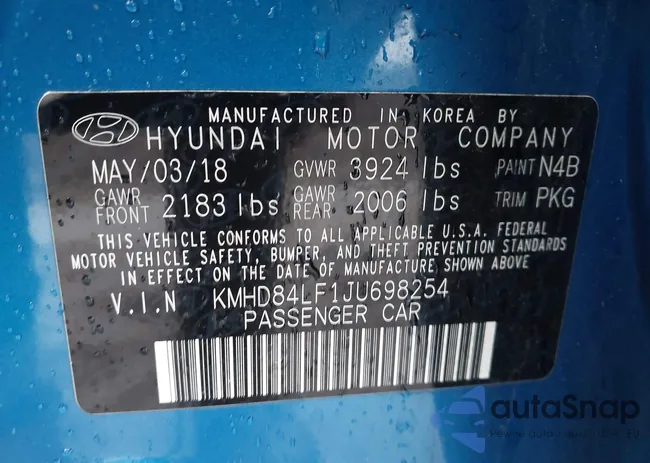 KMHD84LF1JU698254: 43995823