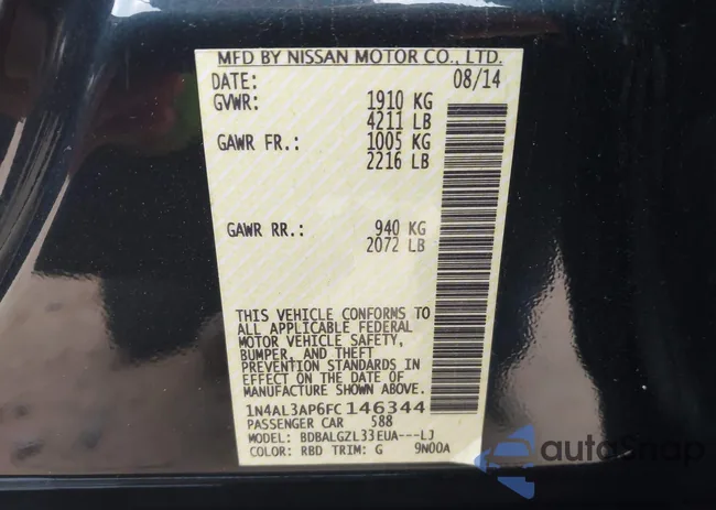 1N4AL3AP6FC146344: 43995891