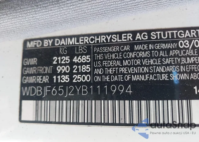 WDBJF65J2YB111994: 43995893