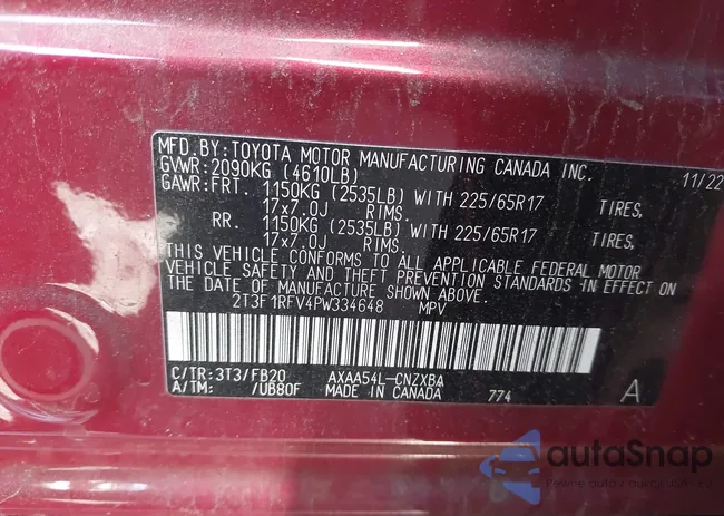 2T3F1RFV4PW334648: 43995912