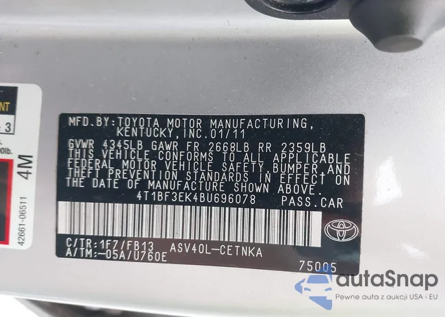 4T1BF3EK4BU696078: 43996229