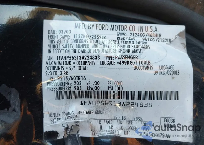 1FAHP56S13A224838: 43996236