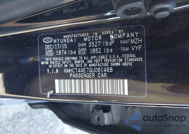 KMHCT4AE7GU081468: 43995334