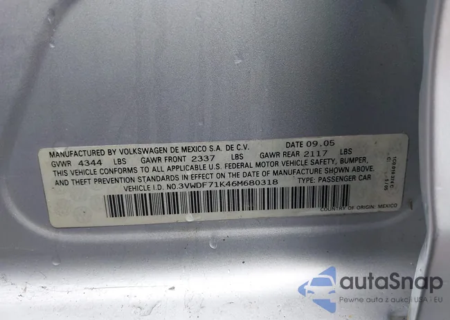 3VWDF71K46M680318: 43995414