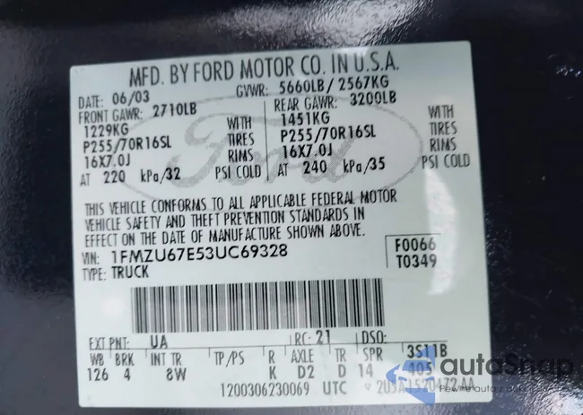 1FMZU67E53UC69328: 43995428