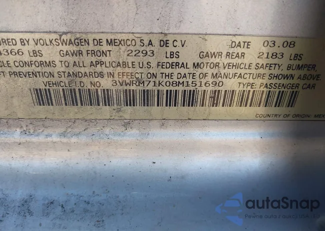 3VWRM71K08M151690: 43995535