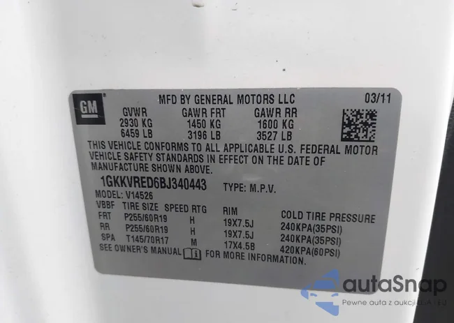 1GKKVRED6BJ340443: 43995583