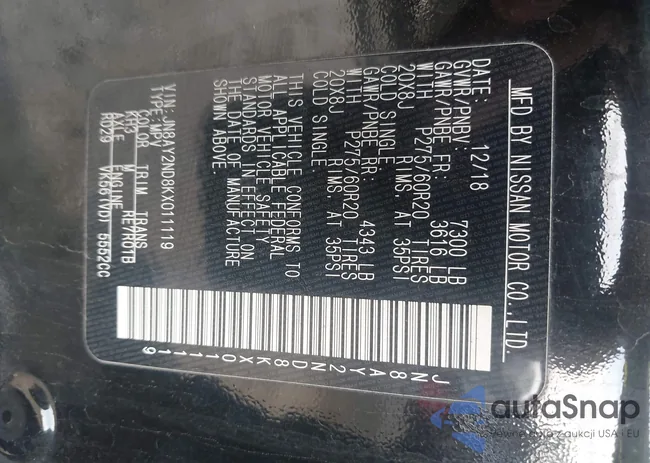 JN8AY2ND8KX011119: 43996741