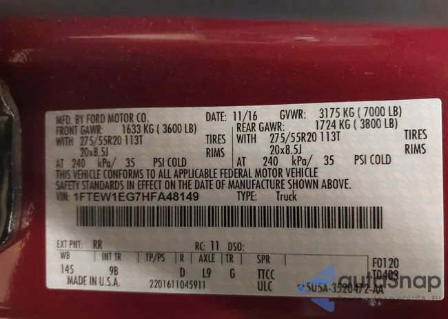 1FTEW1EG7HFA48149: 43996949