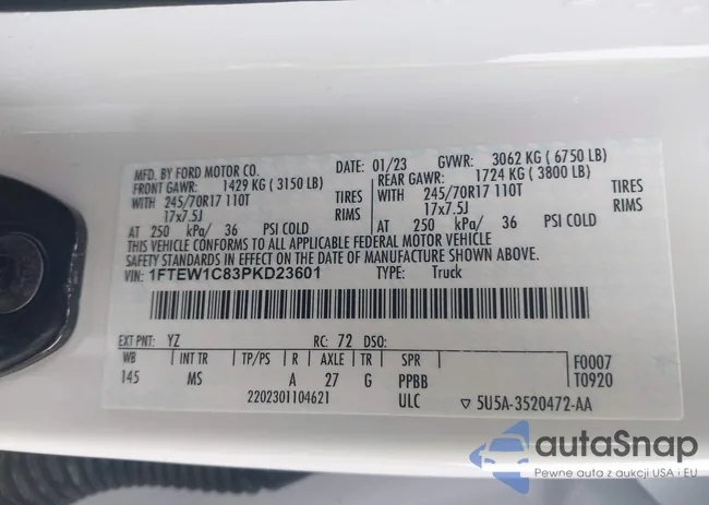 1FTEW1C83PKD23601: 43996952