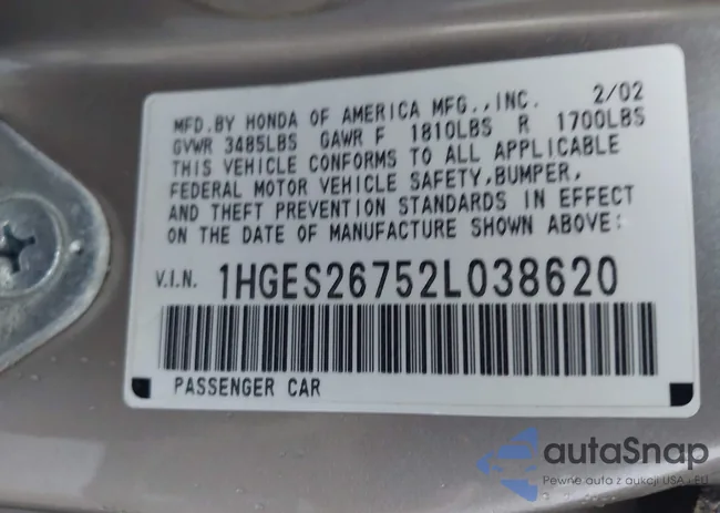 1HGES26752L038620: 43997031