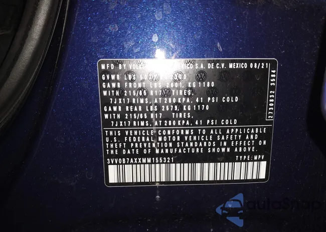 3VV0B7AXXMM155321: 43997145