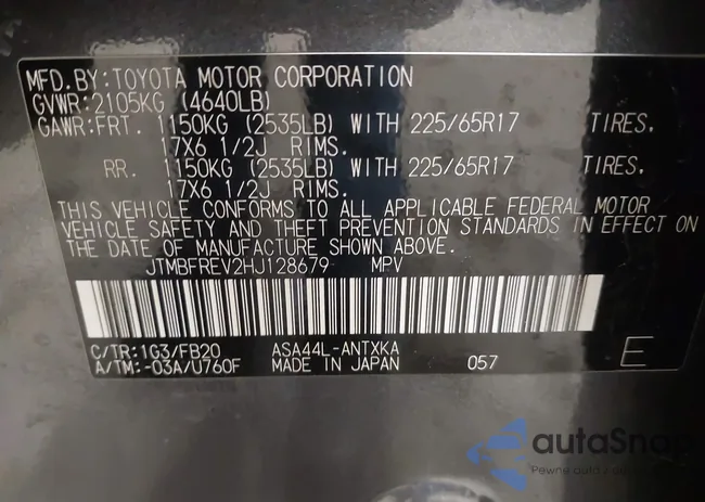 JTMBFREV2HJ128679: 43997155