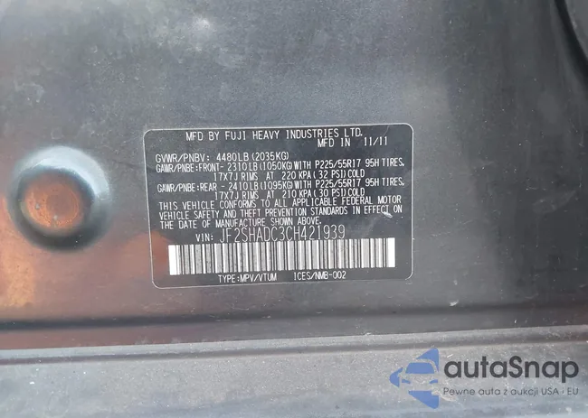 JF2SHADC3CH421939: 43997156