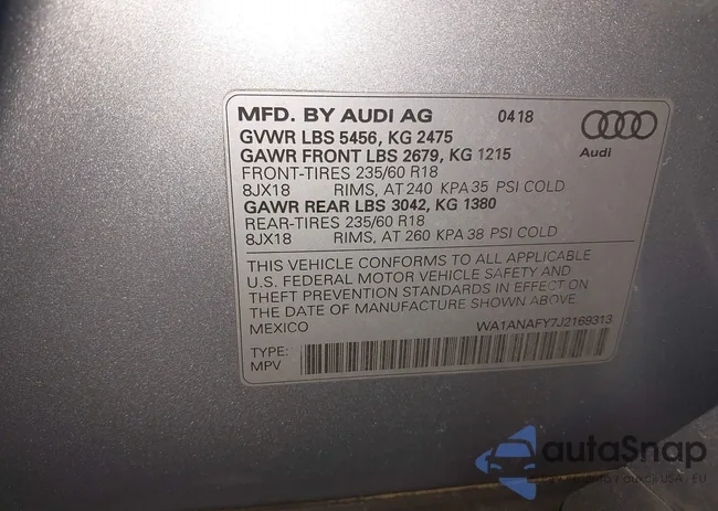 WA1ANAFY7J2169313: 43997216