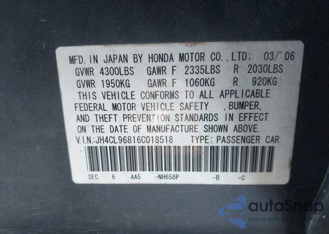 JH4CL96816C018518: 43997236