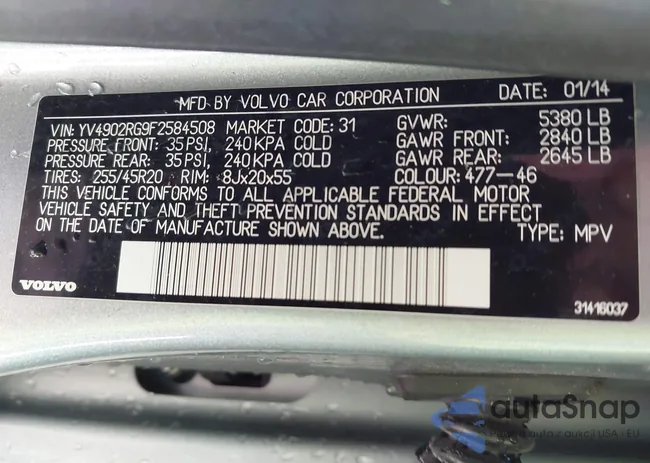 YV4902RG9F2584508: 43996350