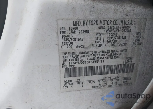 1FMYU03131KF55411: 43996570