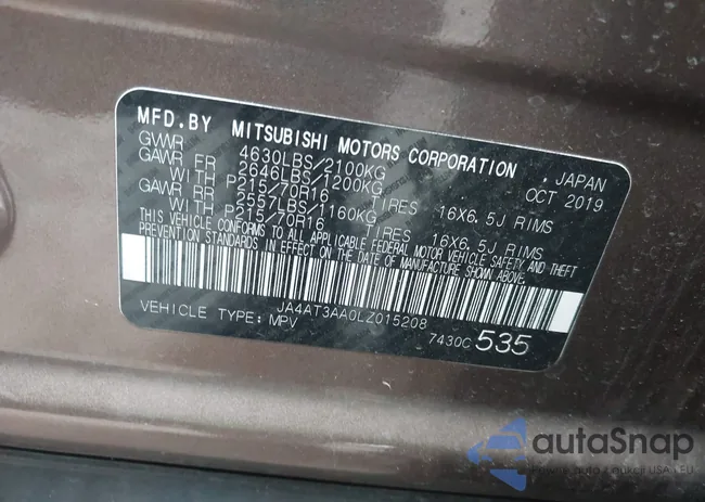 JA4AT3AA0LZ015208: 43996653