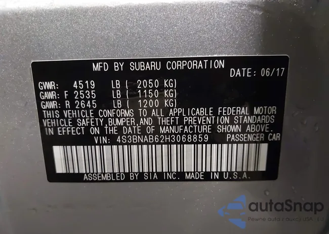 4S3BNAB62H3068859: 43997663