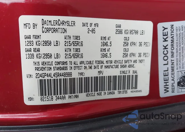 2D4GP44L45R448988: 43997727