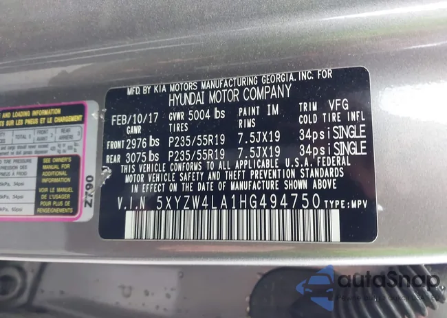 5XYZW4LA1HG494750: 43997761