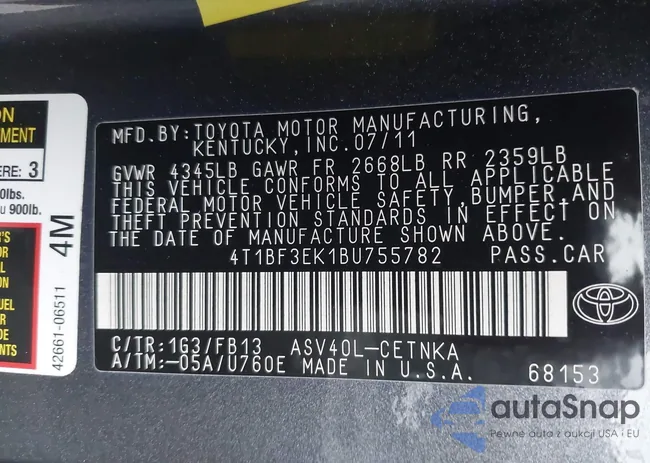 4T1BF3EK1BU755782: 43997763