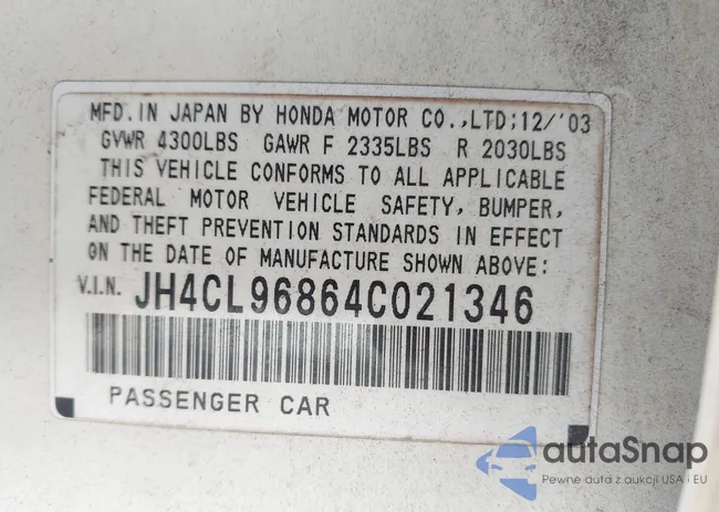 JH4CL96864C021346: 43997854