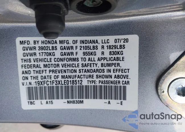 19XFC1F3XLE018512: 43997872