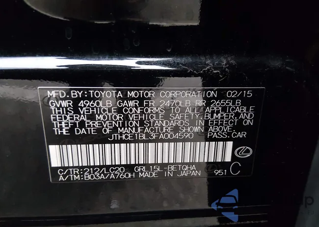 JTHCE1BL3FA004590: 43998012