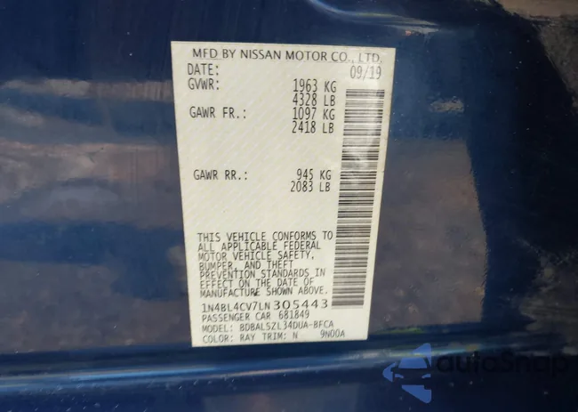 1N4BL4CV7LN305443: 43998079