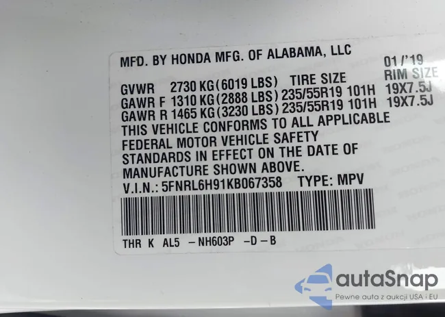 5FNRL6H91KB067358: 43997315