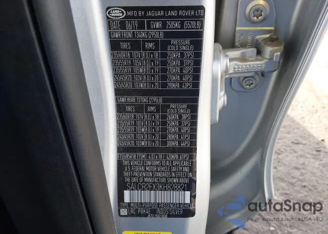 SALCR2FX3KH828821: 43997341