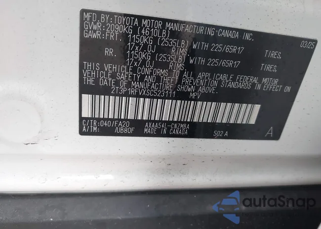 2T3P1RFVXSC523111: 43997439