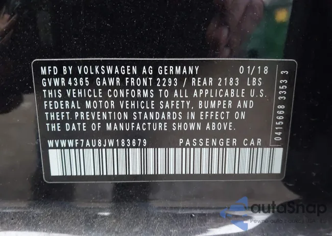 WVWWF7AU8JW183679: 43997457