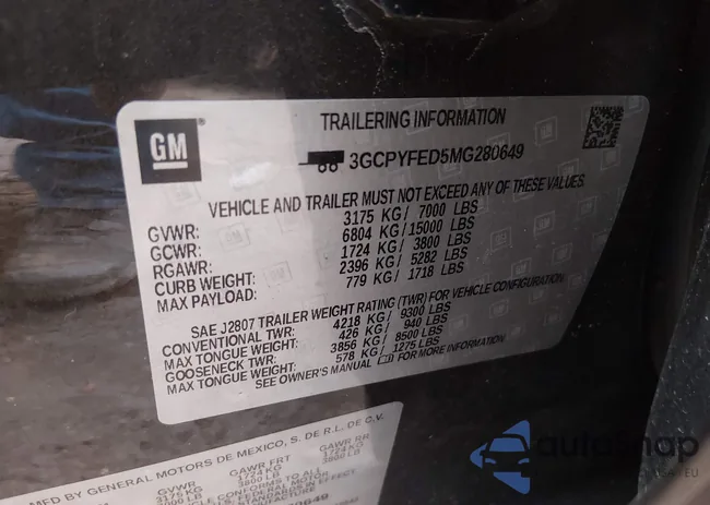 3GCPYFED5MG280649: 43997556