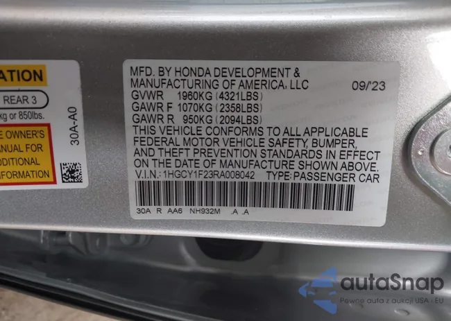 1HGCY1F23RA008042: 43998786