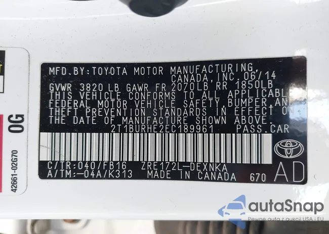 2T1BURHE2EC189961: 43998909