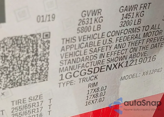 1GCGSDENXK1219016: 43999089