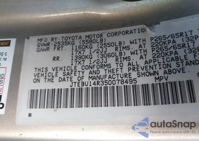 JTEBU14R350078495: 43999098