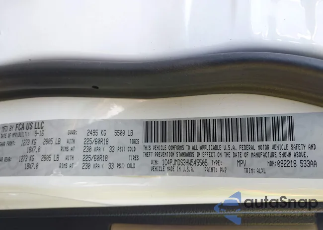 1C4PJMDS3HW545505: 43999156