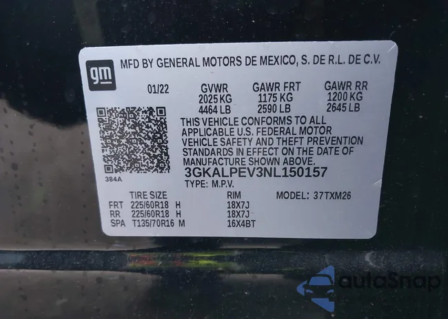 3GKALPEV3NL150157: 43998283