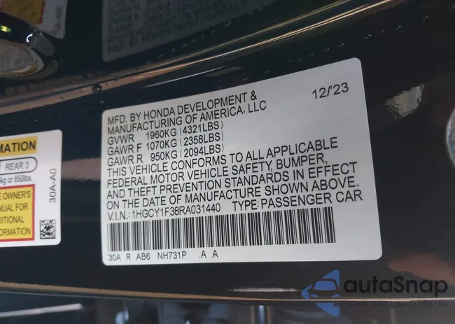 1HGCY1F38RA031440: 43998383