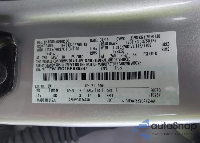 1FTFW1RG1KFB88347: 43998507