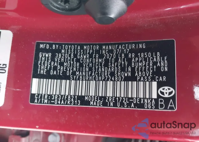 5YFBURHE0HP724807: 43998512