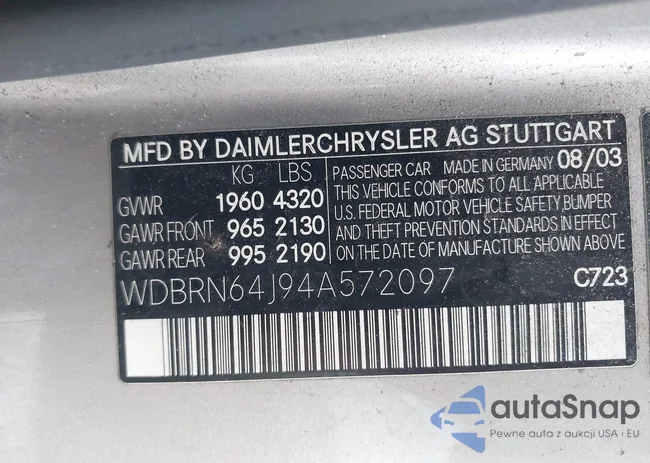 WDBRN64J94A572097: 43999727