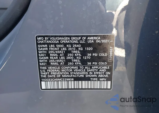 1V2CE2CA5MC229808: 43999912