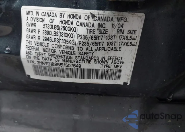 2HNYD18865H507649: 43999914