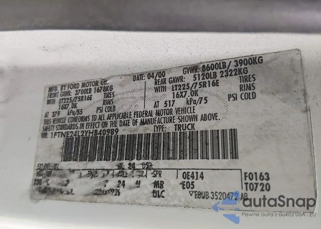 1FTNE24L2YHB40989: 43999934